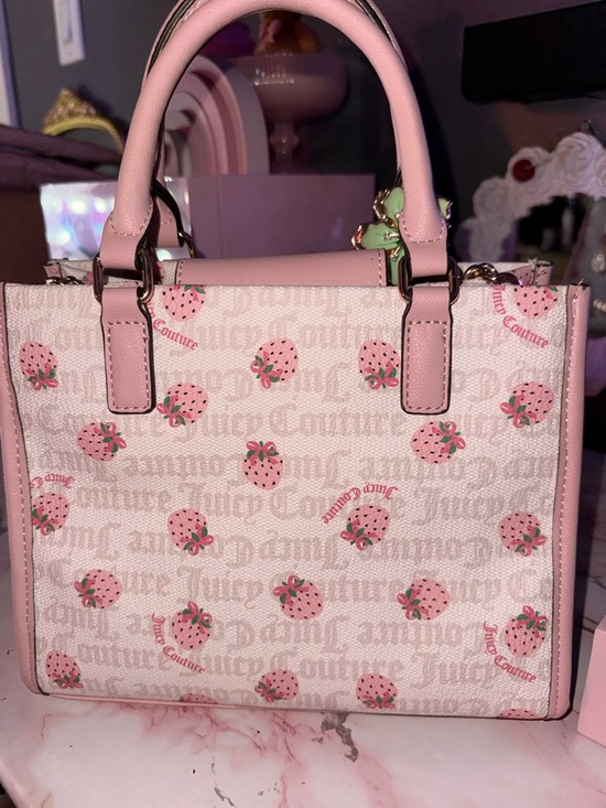 Juicy Couture White / Pink Strawberry Print Mini Satchel - Picture 4 of 6